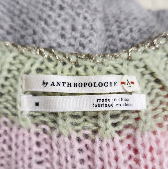 ANTHROPOLOGIE Colleen Pullover Alpaca Wool Blend Sweater Medium Rainbow Gray - Picture 7 of 15